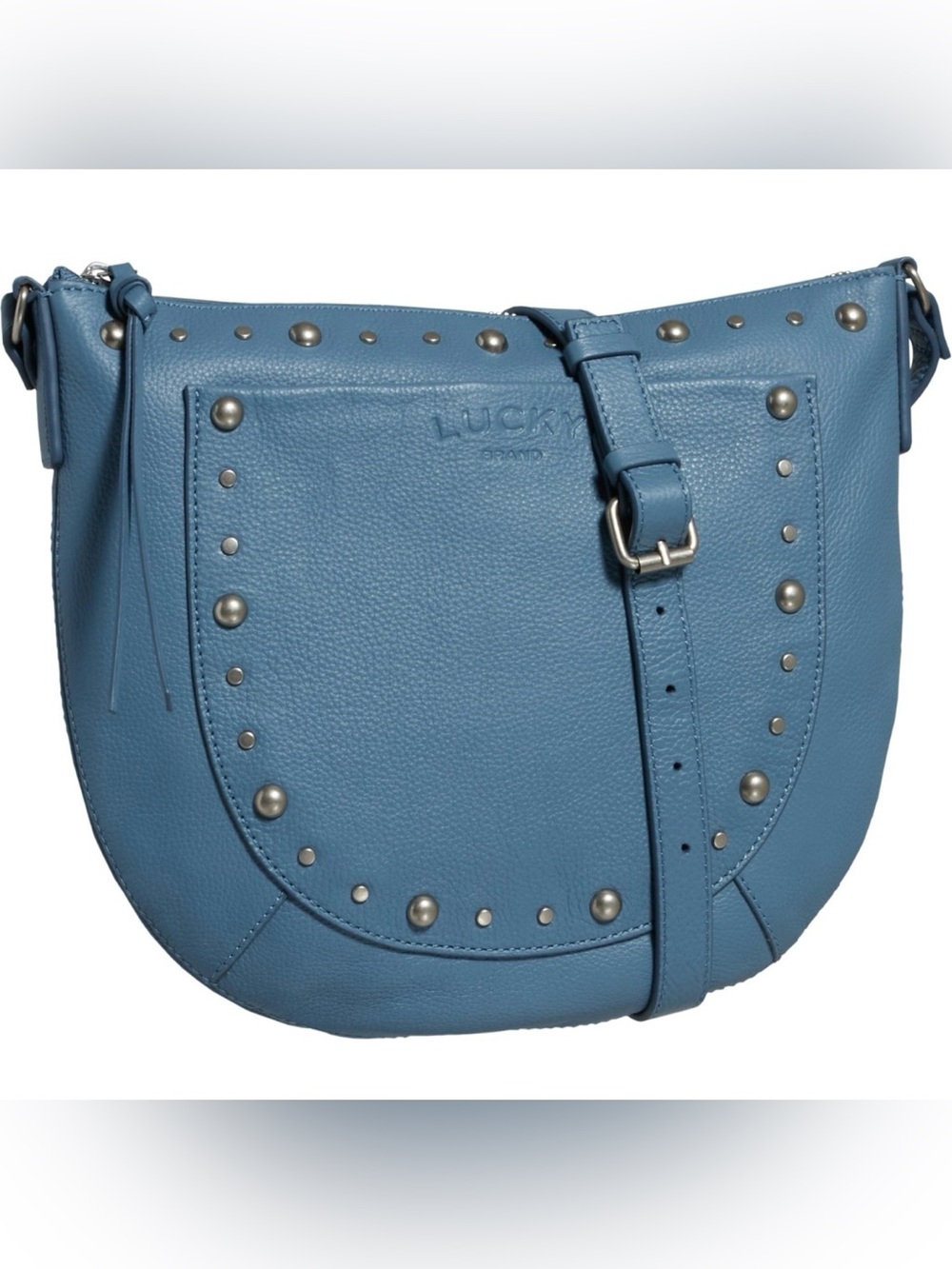 Lucky brand Blue Leather Studded Crossbody Bag